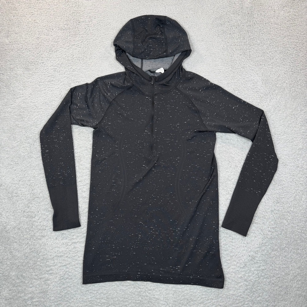 Lululemon Rest Less Hoodie Half Zip Black Space Dye Size 10 I Run For Cheese